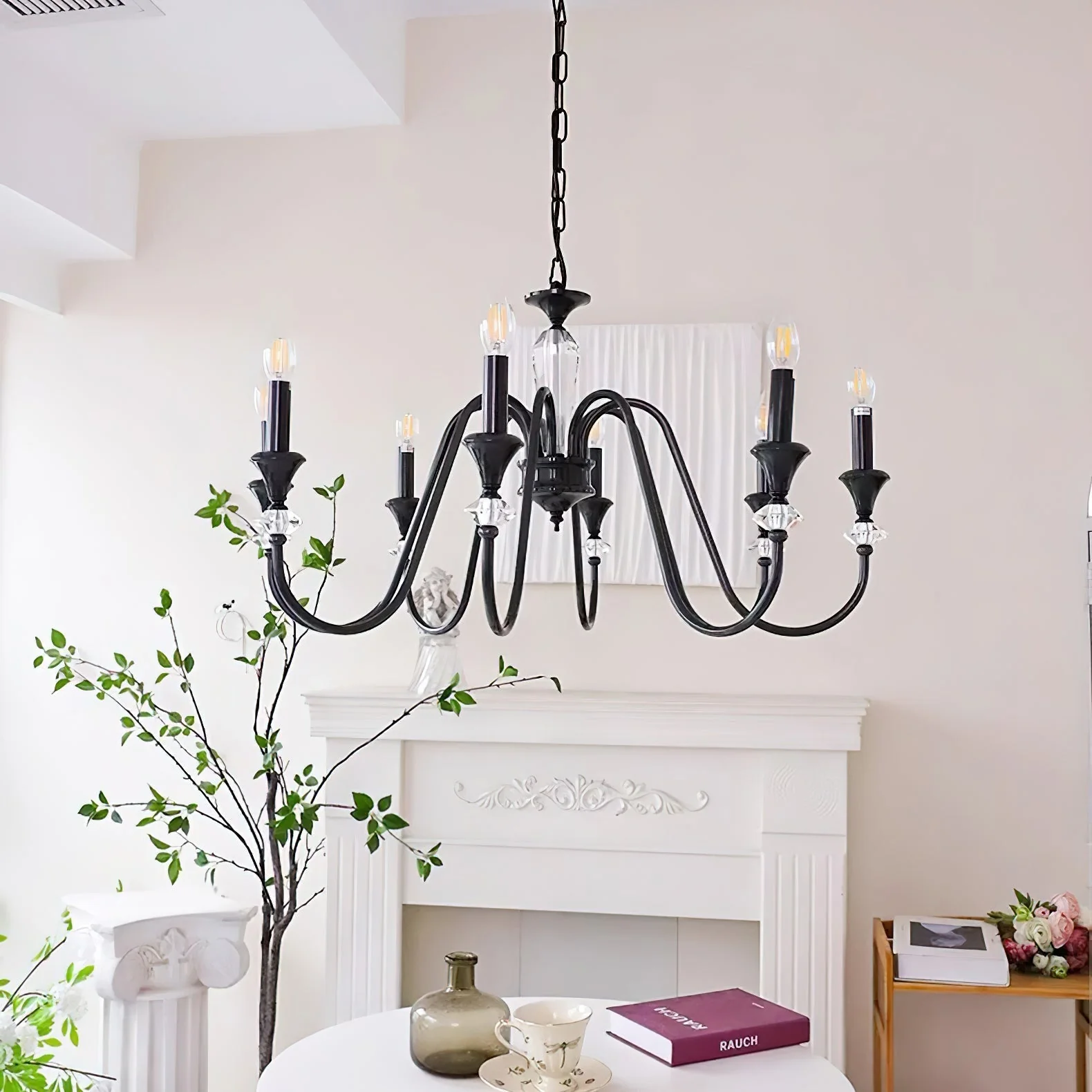 Lustra Chandelier Black & Crystal Candelabra - Image 3