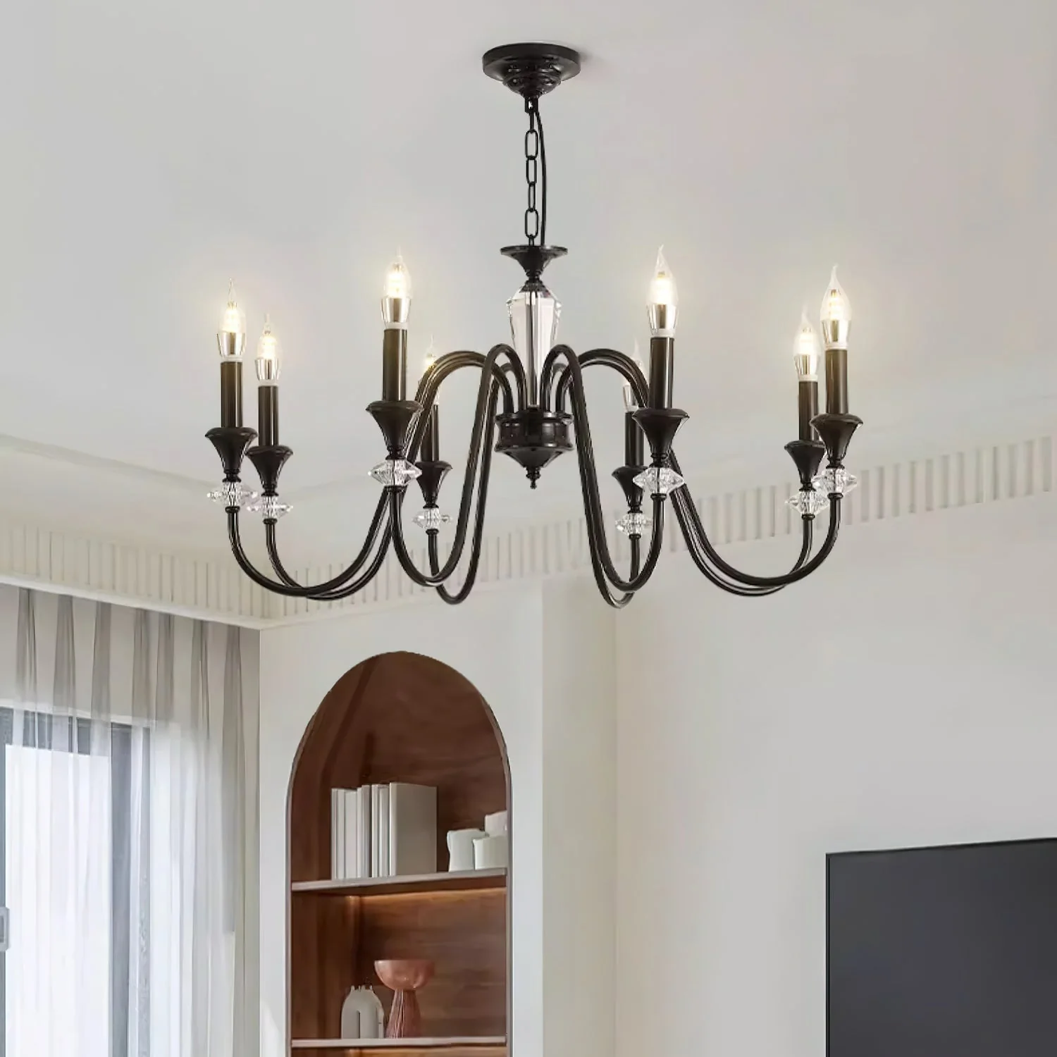 Lustra Chandelier Black & Crystal Candelabra - Image 31