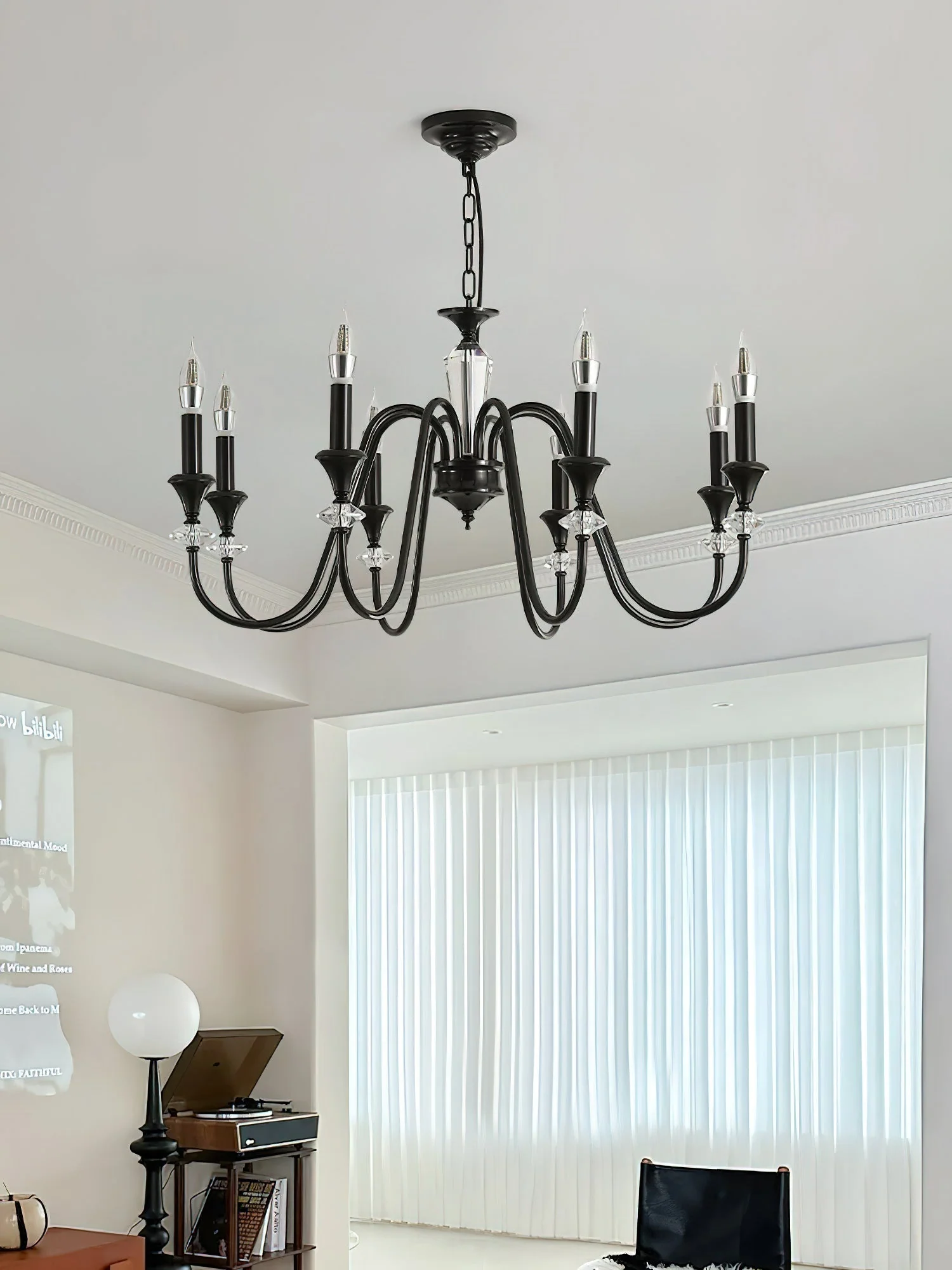 Lustra Chandelier Black & Crystal Candelabra - Image 32