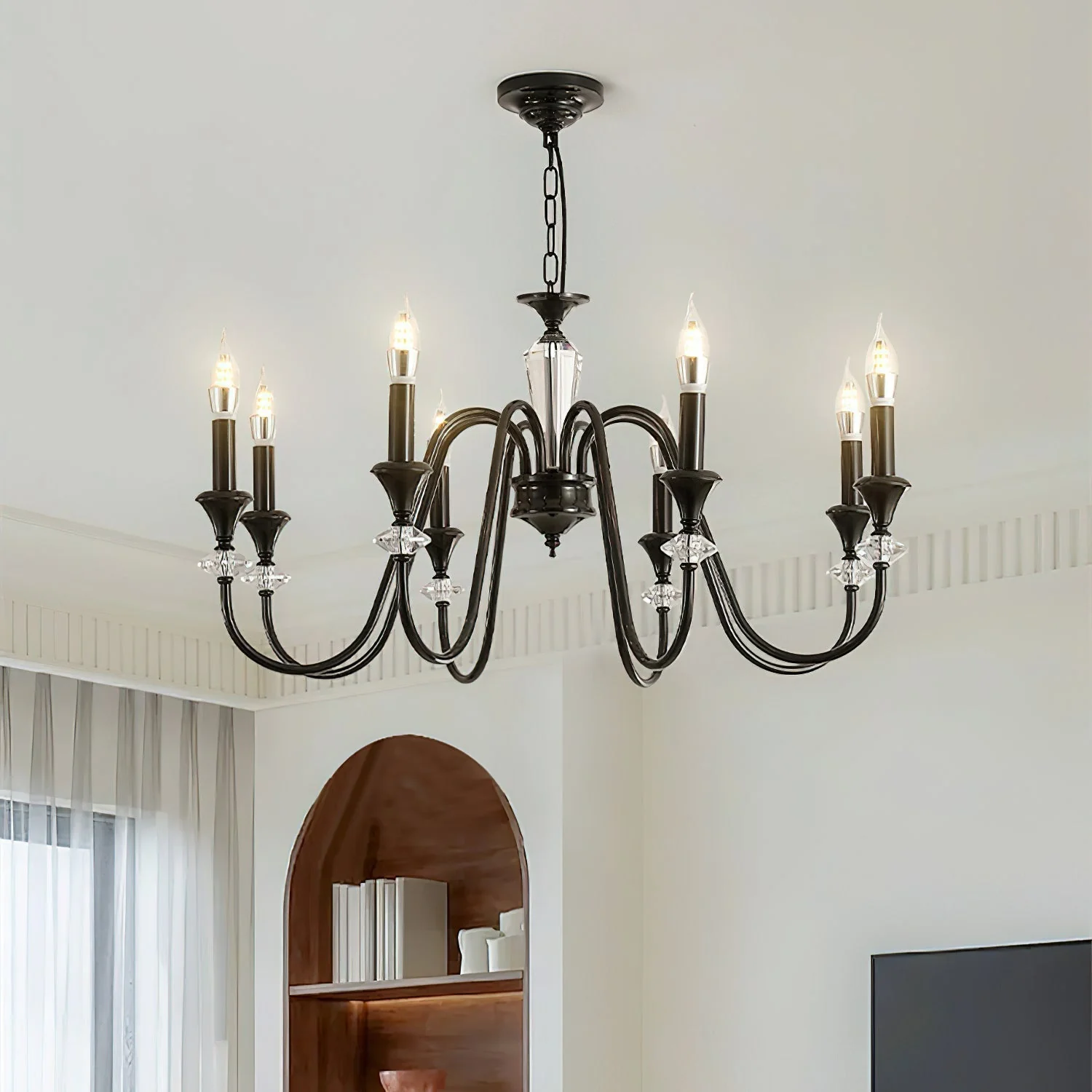 Lustra Chandelier Black & Crystal Candelabra - Image 33