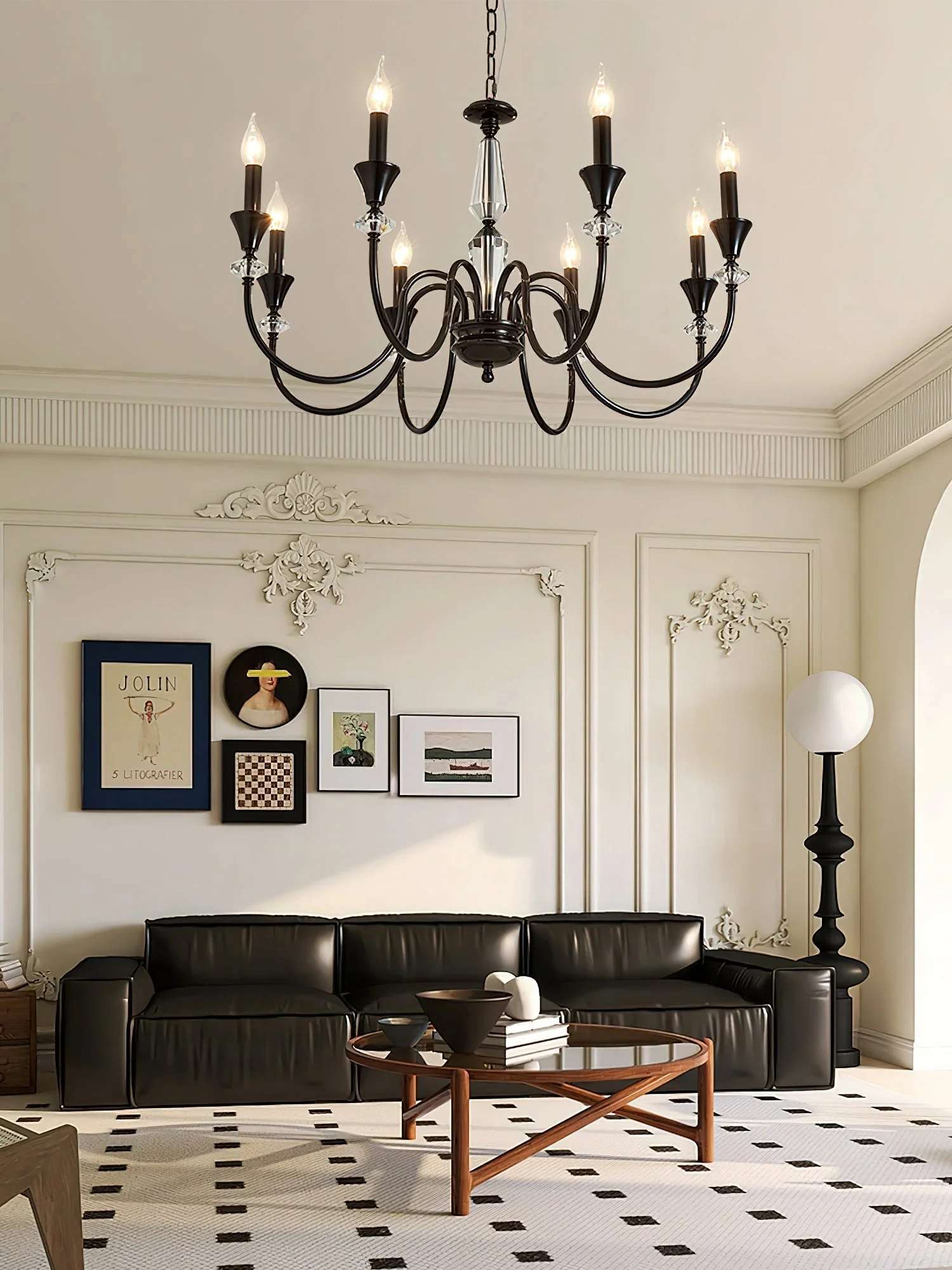 Lustra Chandelier Black & Crystal Candelabra - Image 34