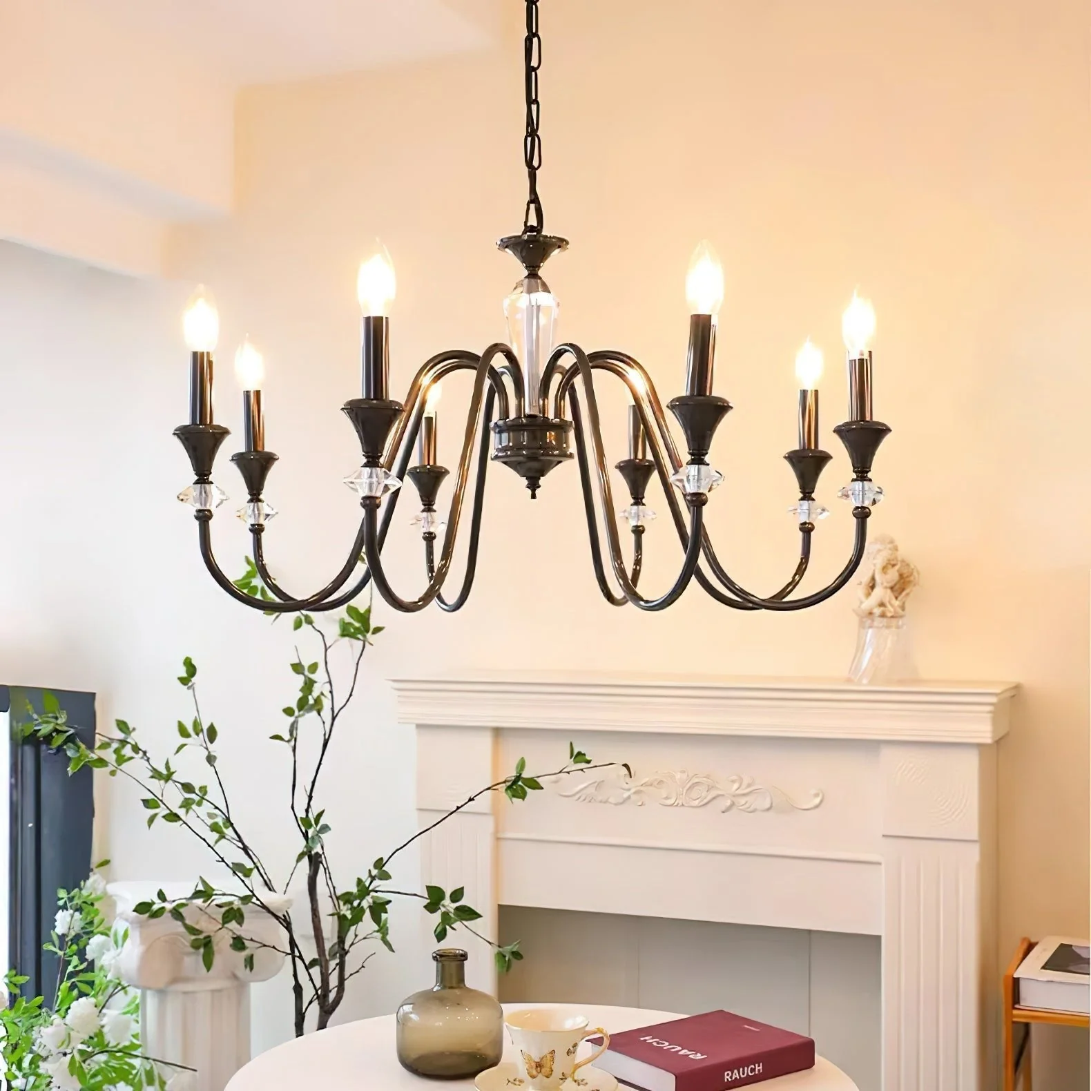 Lustra Chandelier Black & Crystal Candelabra - Image 4