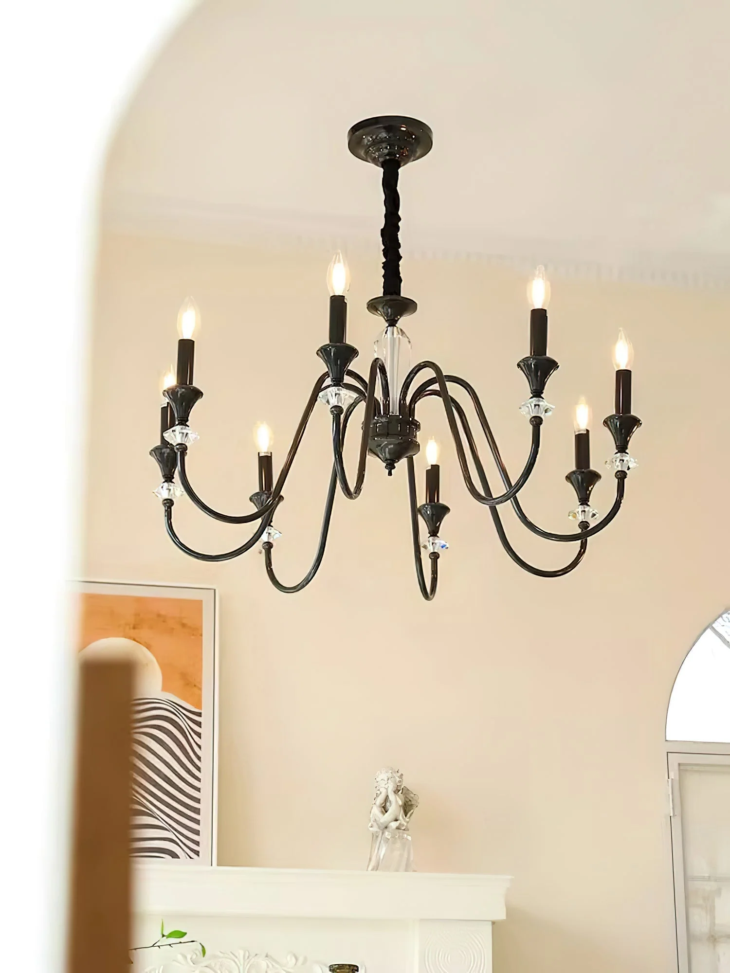 Lustra Chandelier Black & Crystal Candelabra - Image 5