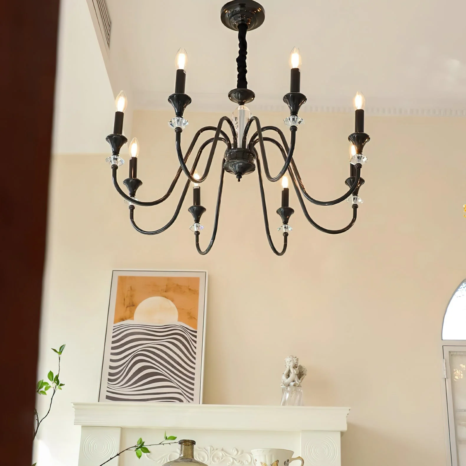 Lustra Chandelier Black & Crystal Candelabra - Image 6
