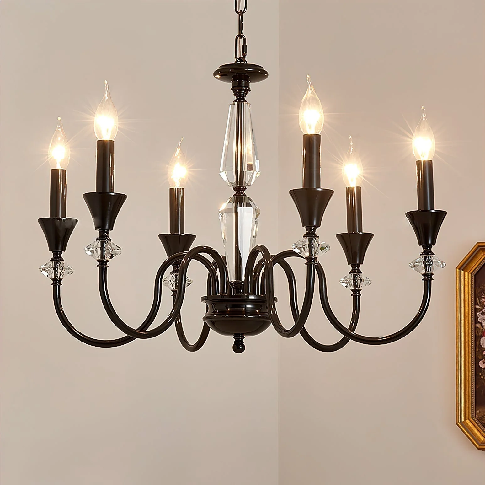 Lustra Chandelier Black & Crystal Candelabra - Image 7