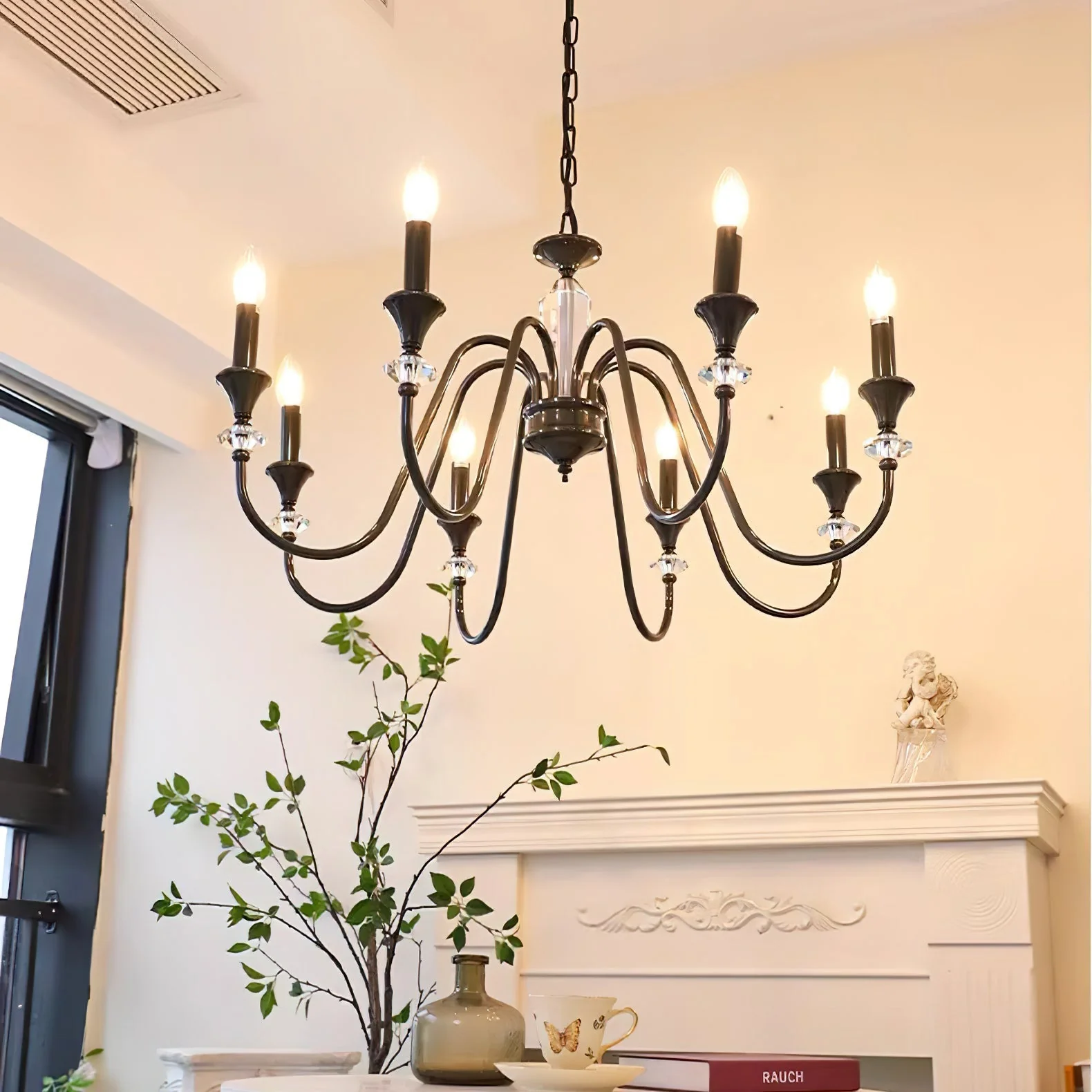 Lustra Chandelier Black & Crystal Candelabra - Image 8