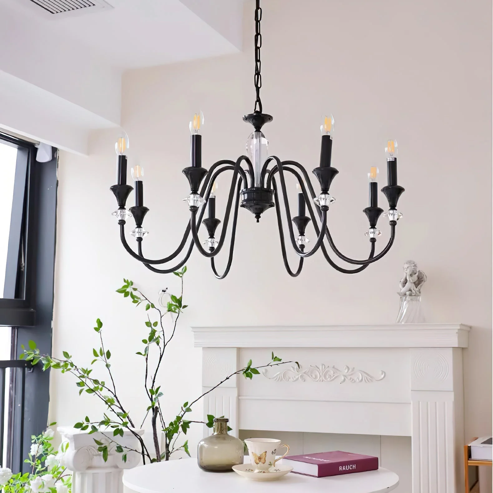 Lustra Chandelier Black & Crystal Candelabra - Image 9