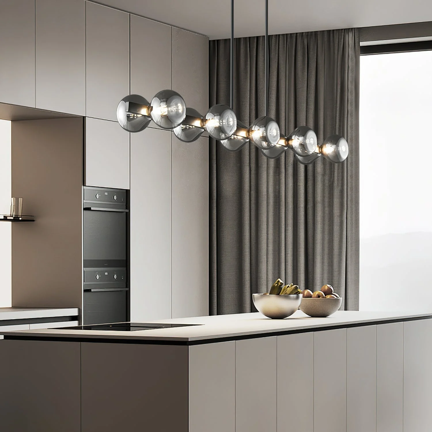Lustra Chandelier Black Frame Smoked Glass Bold - Image 16