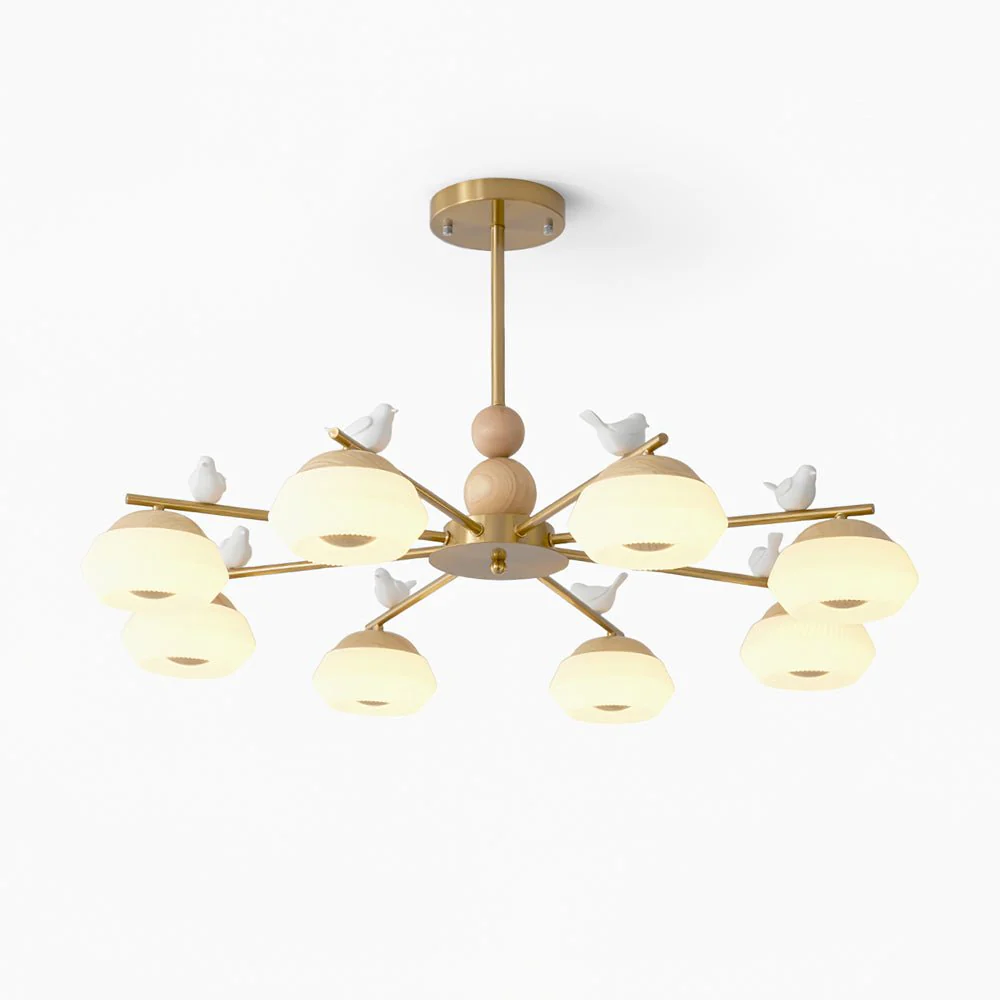 Lustra Chandelier Brass Bird Ozawa Elegant