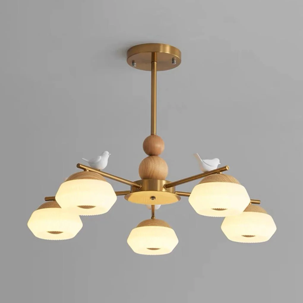 Lustra Chandelier Brass Bird Ozawa Elegant - Image 12
