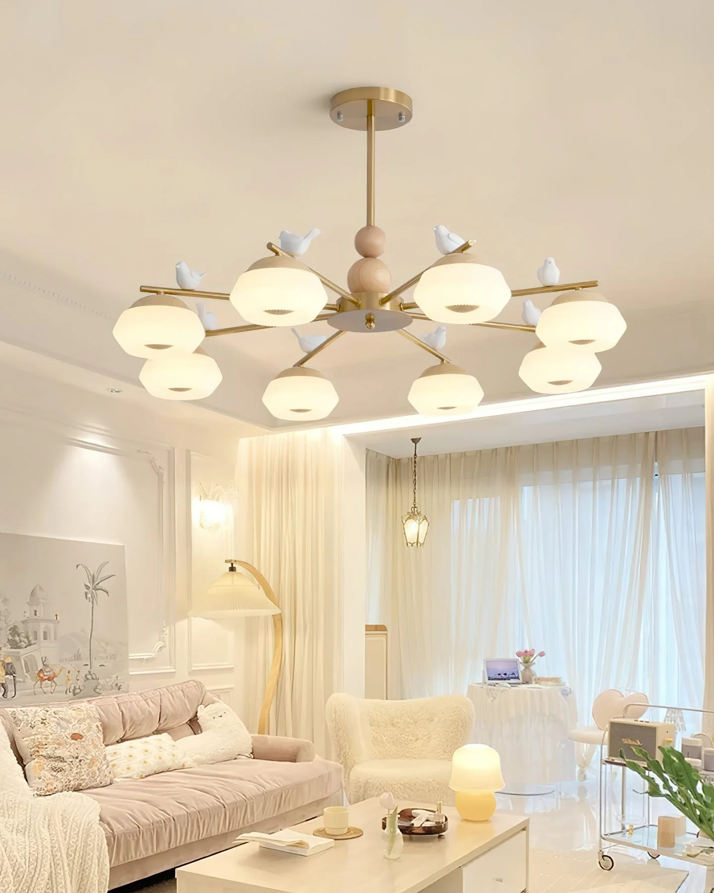 Lustra Chandelier Brass Bird Ozawa Elegant - Image 3
