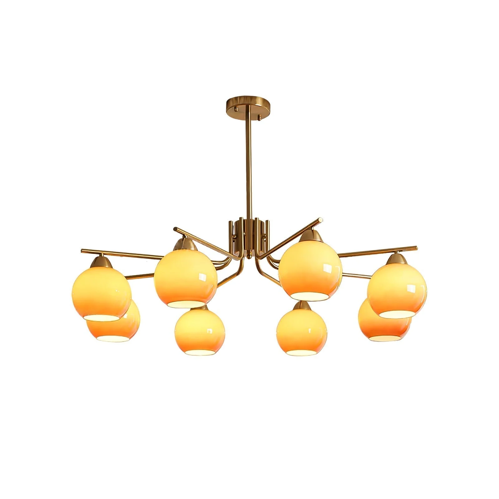 Lustra Chandelier Brass Caramel Globe Minimalist - Image 2