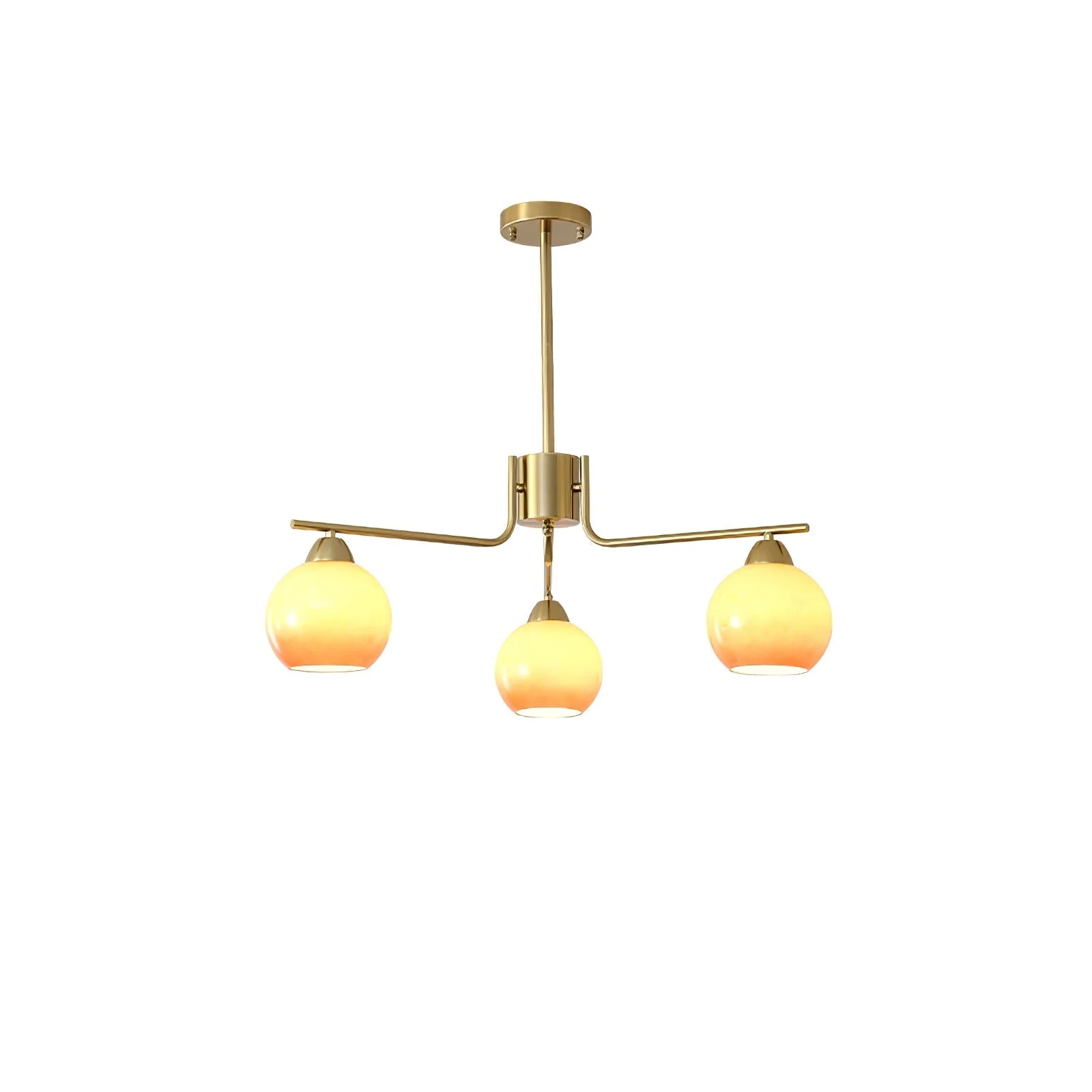 Lustra Chandelier Brass Caramel Globe Minimalist - Image 3