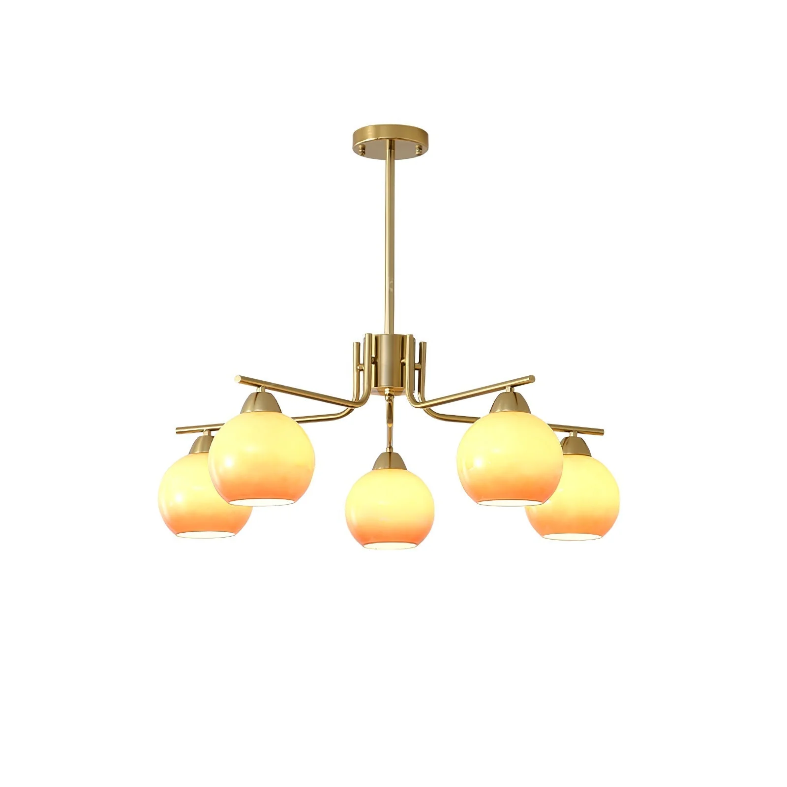 Lustra Chandelier Brass Caramel Globe Minimalist - Image 5