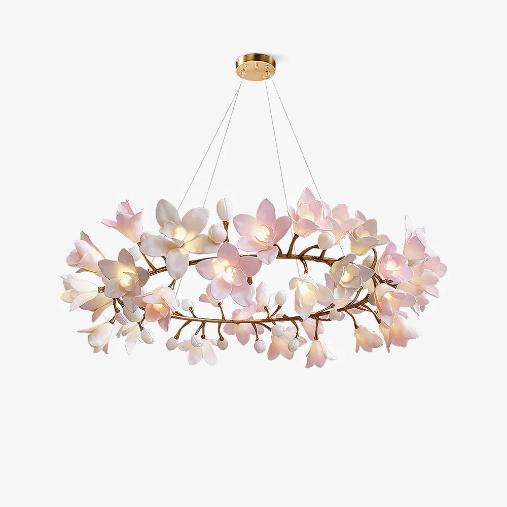 Lustra Chandelier Brass Ceramic Blossom