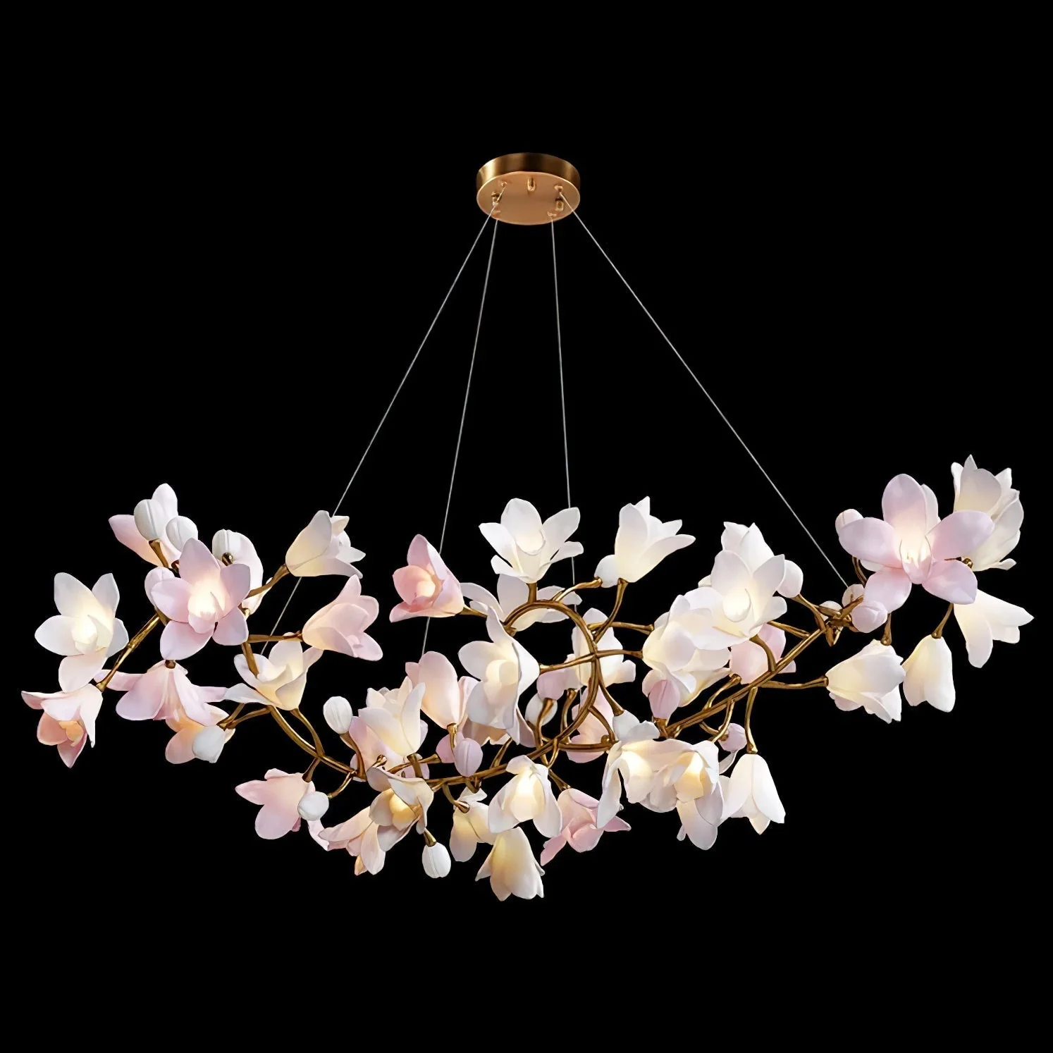 Lustra Chandelier Brass Ceramic Blossom - Image 15