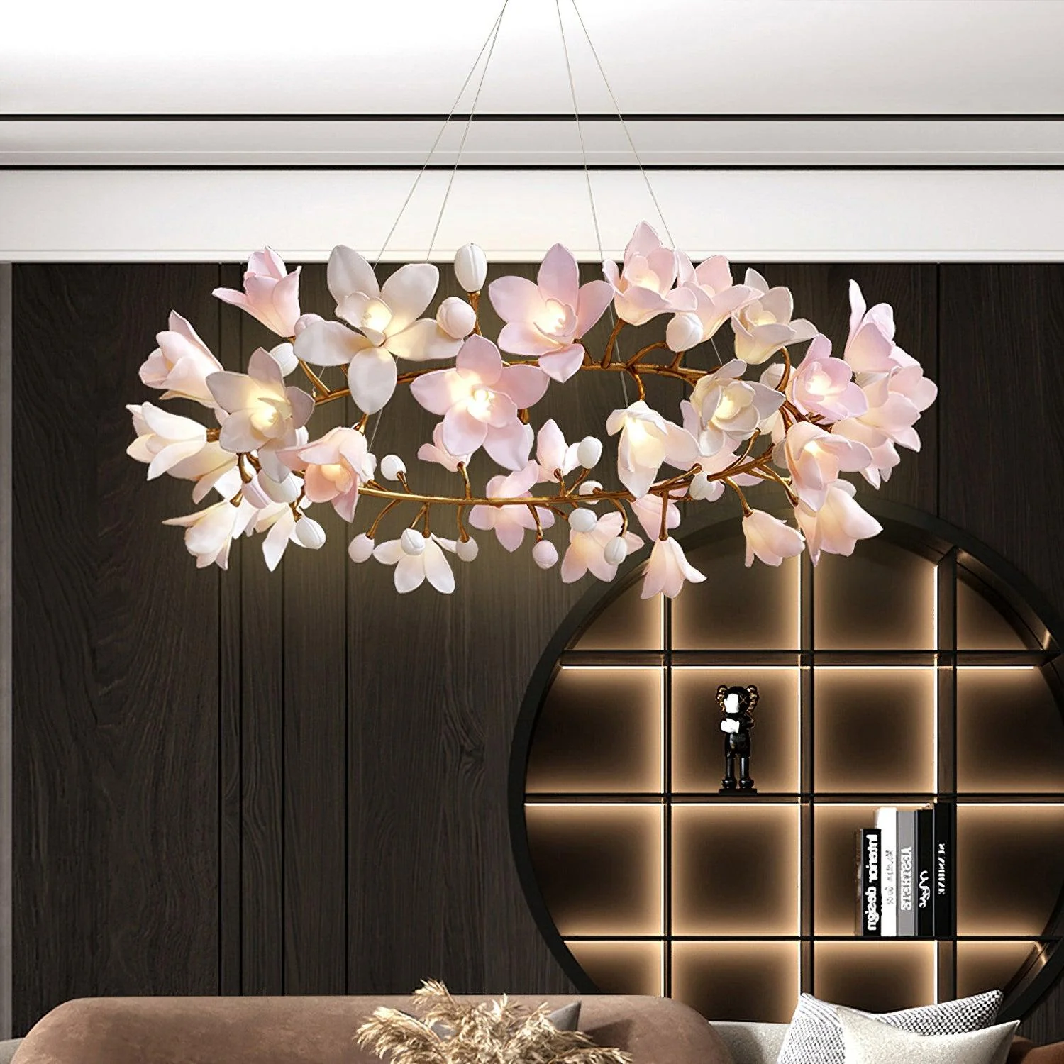 Lustra Chandelier Brass Ceramic Blossom - Image 16