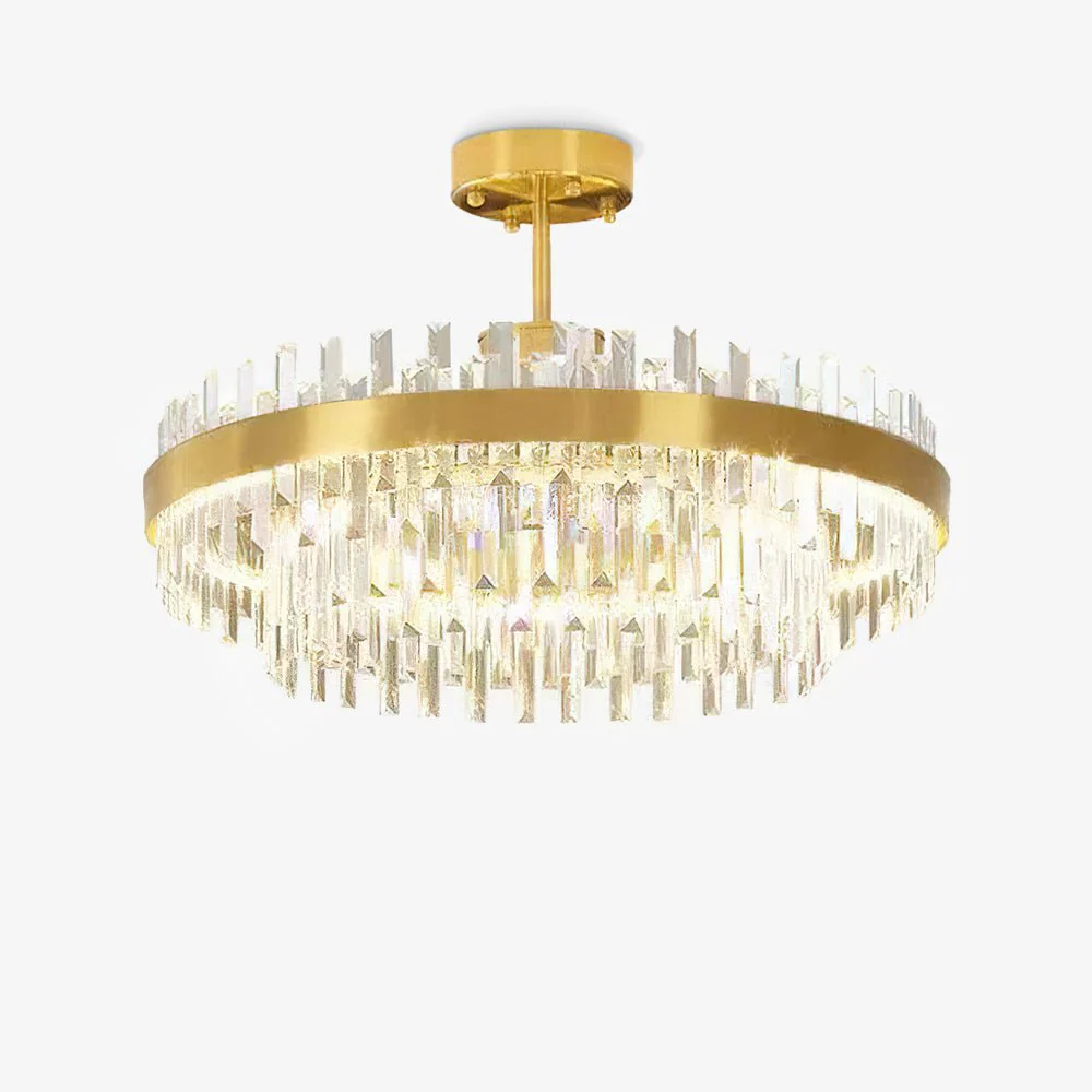 Lustra Chandelier Brass Crystal Drum Elegant - Image 10
