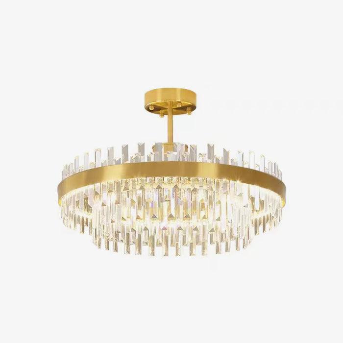 Lustra Chandelier Brass Crystal Drum Elegant - Image 13