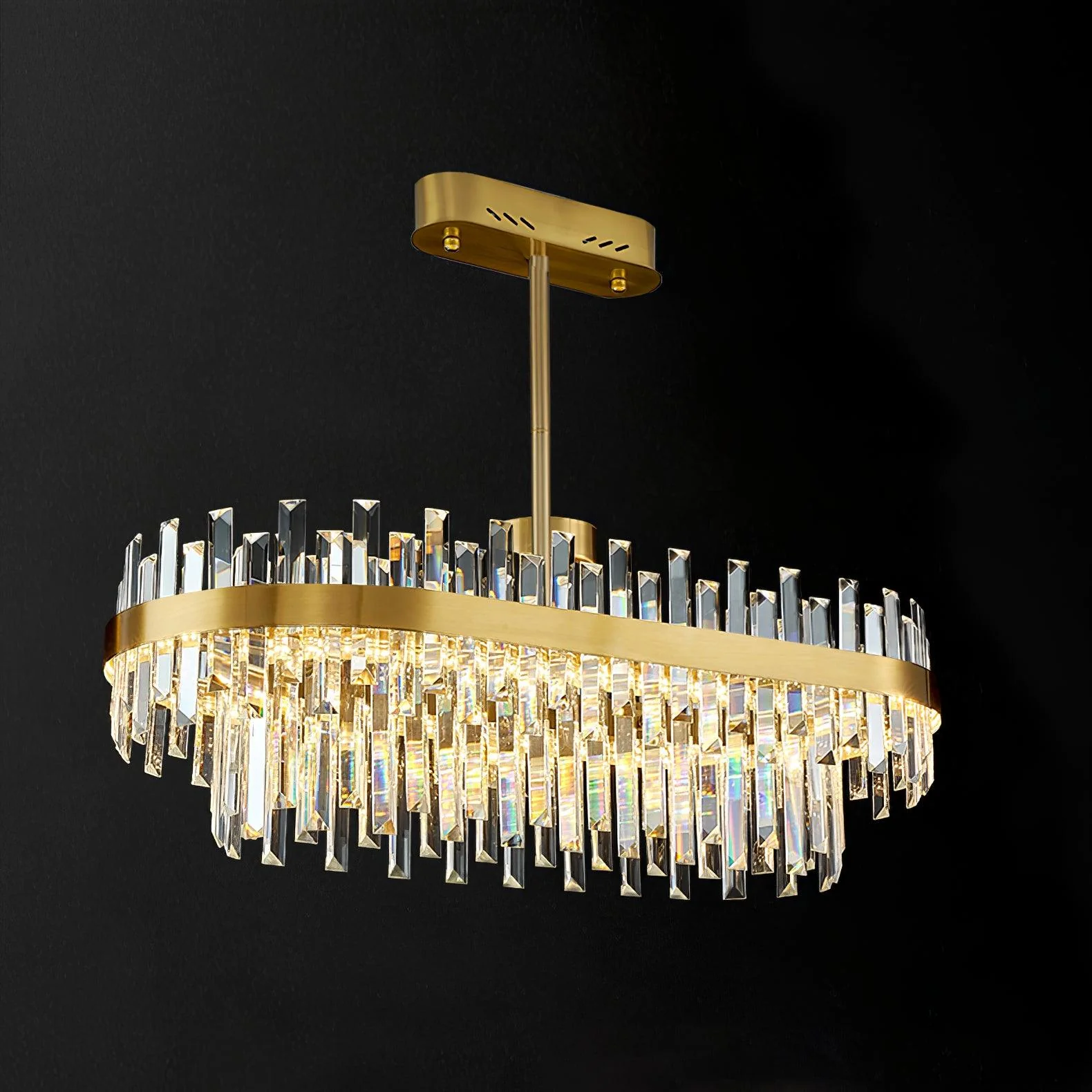 Lustra Chandelier Brass Crystal Drum Elegant - Image 7