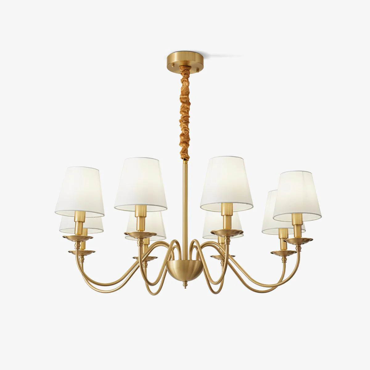 Lustra Chandelier Brass Fabric Shade Classic