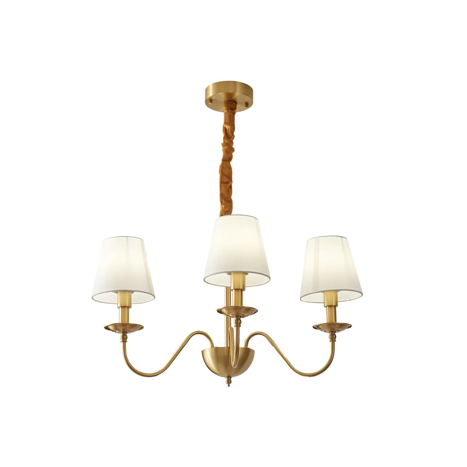 Lustra Chandelier Brass Fabric Shade Classic - Image 10