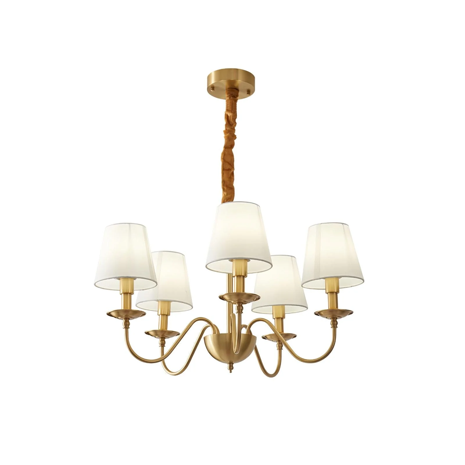 Lustra Chandelier Brass Fabric Shade Classic - Image 11