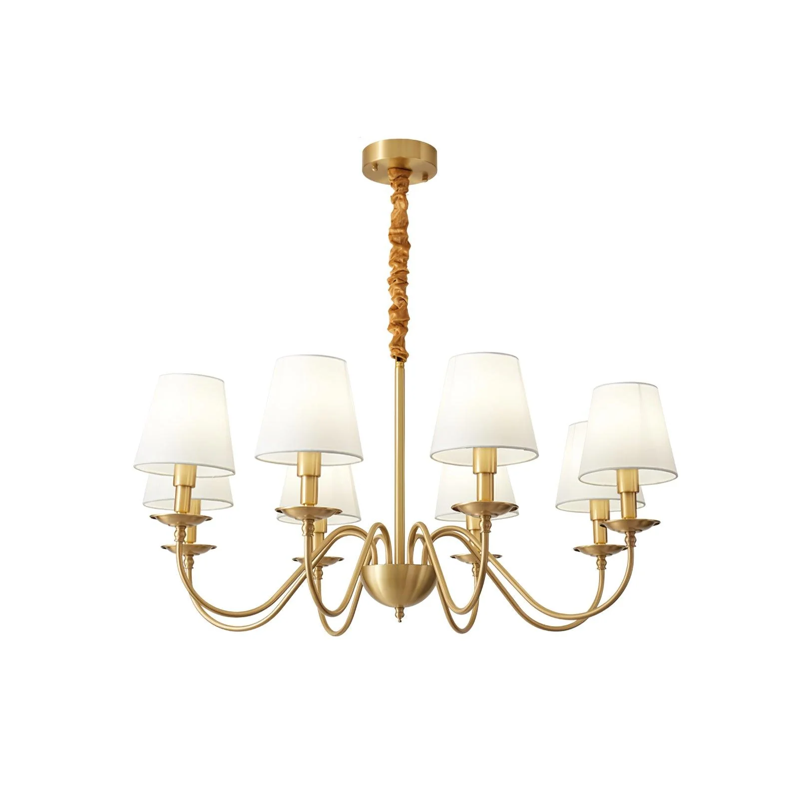 Lustra Chandelier Brass Fabric Shade Classic - Image 17