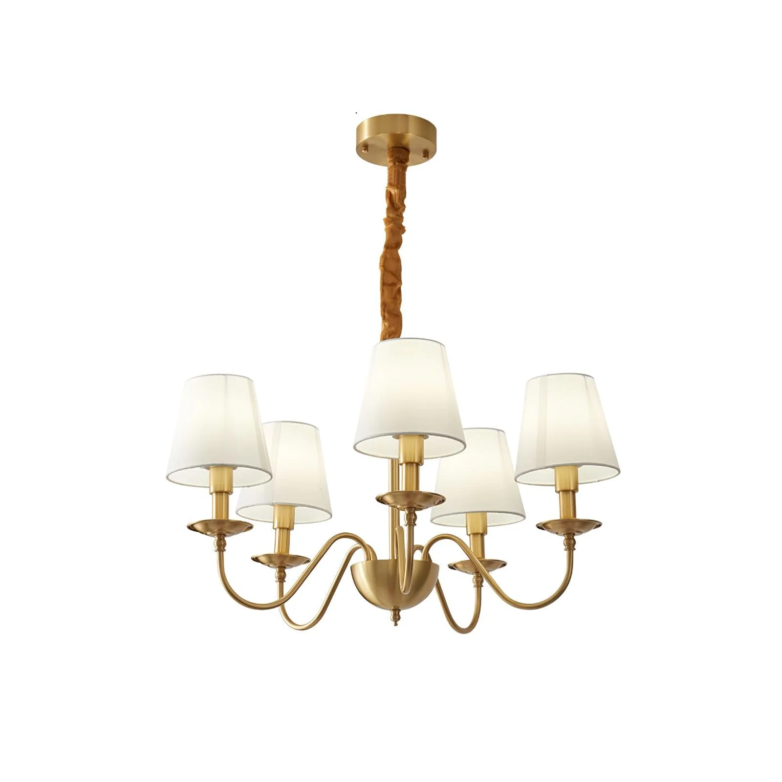 Lustra Chandelier Brass Fabric Shade Classic - Image 26