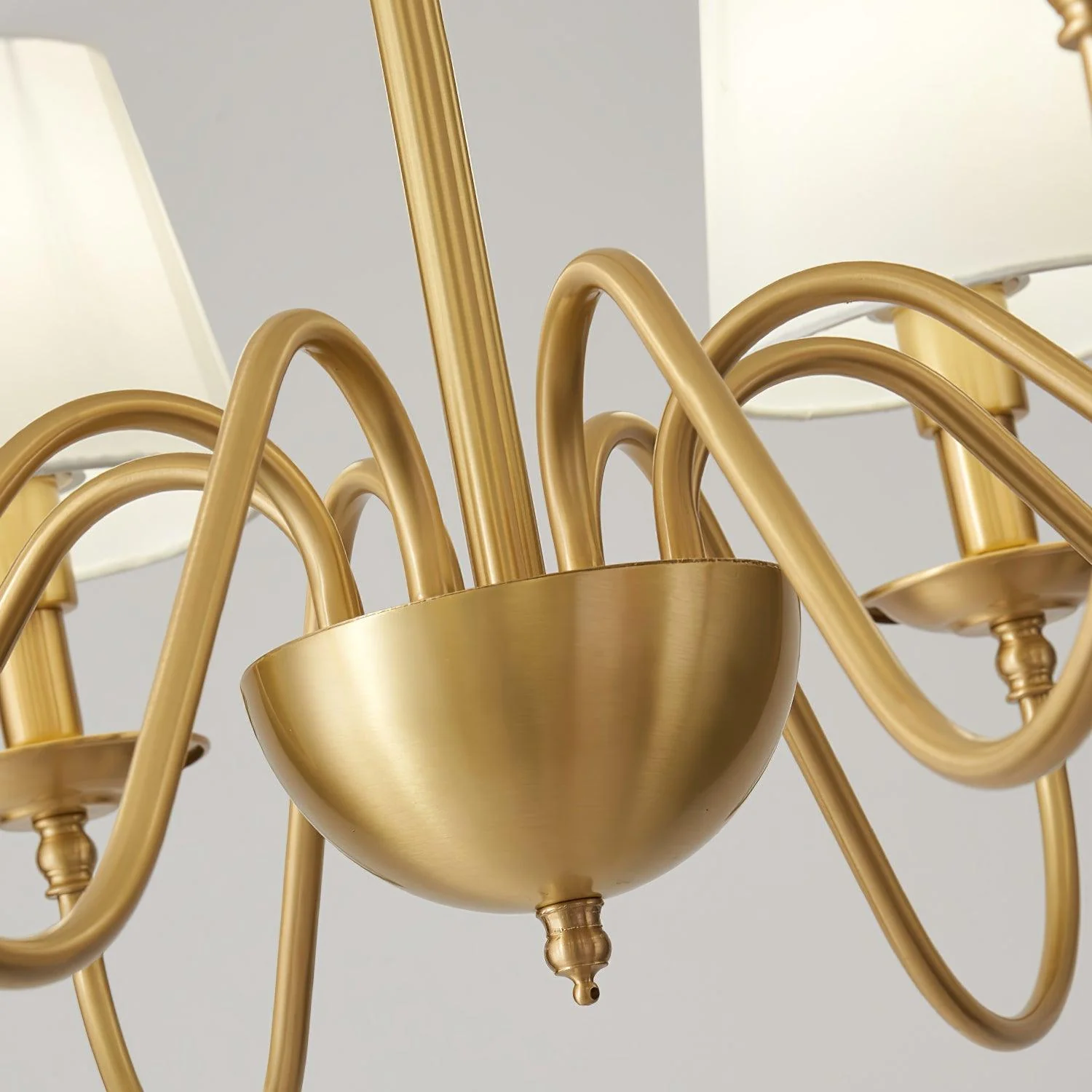 Lustra Chandelier Brass Fabric Shade Classic - Image 28