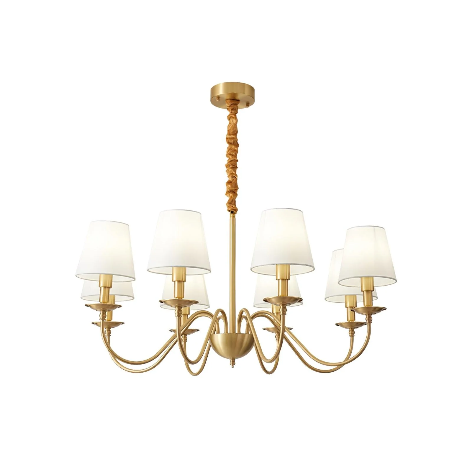 Lustra Chandelier Brass Fabric Shade Classic - Image 6