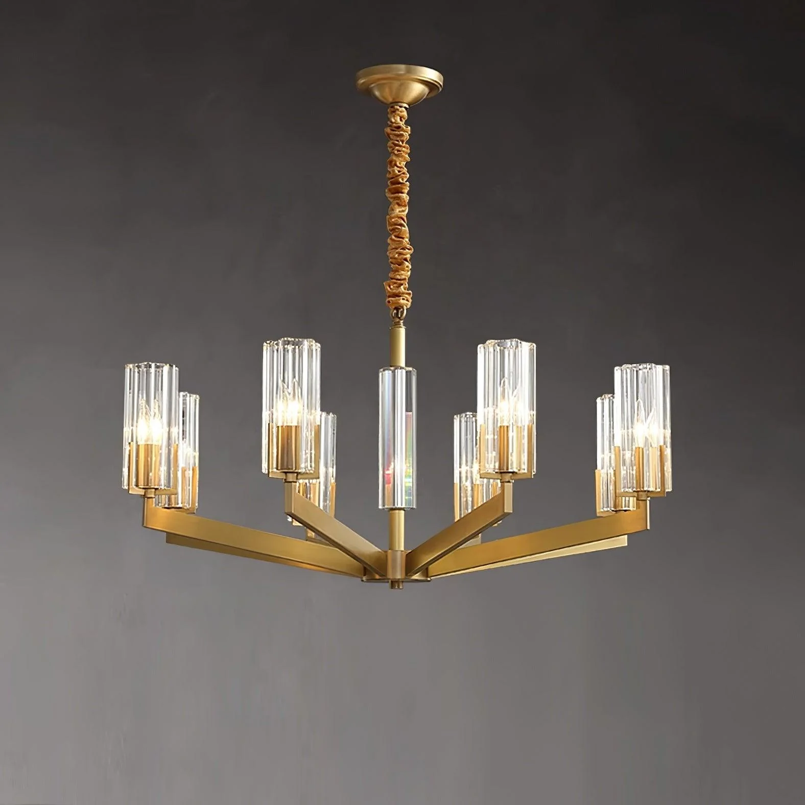 Lustra Chandelier Brass Glass Modern - Image 15