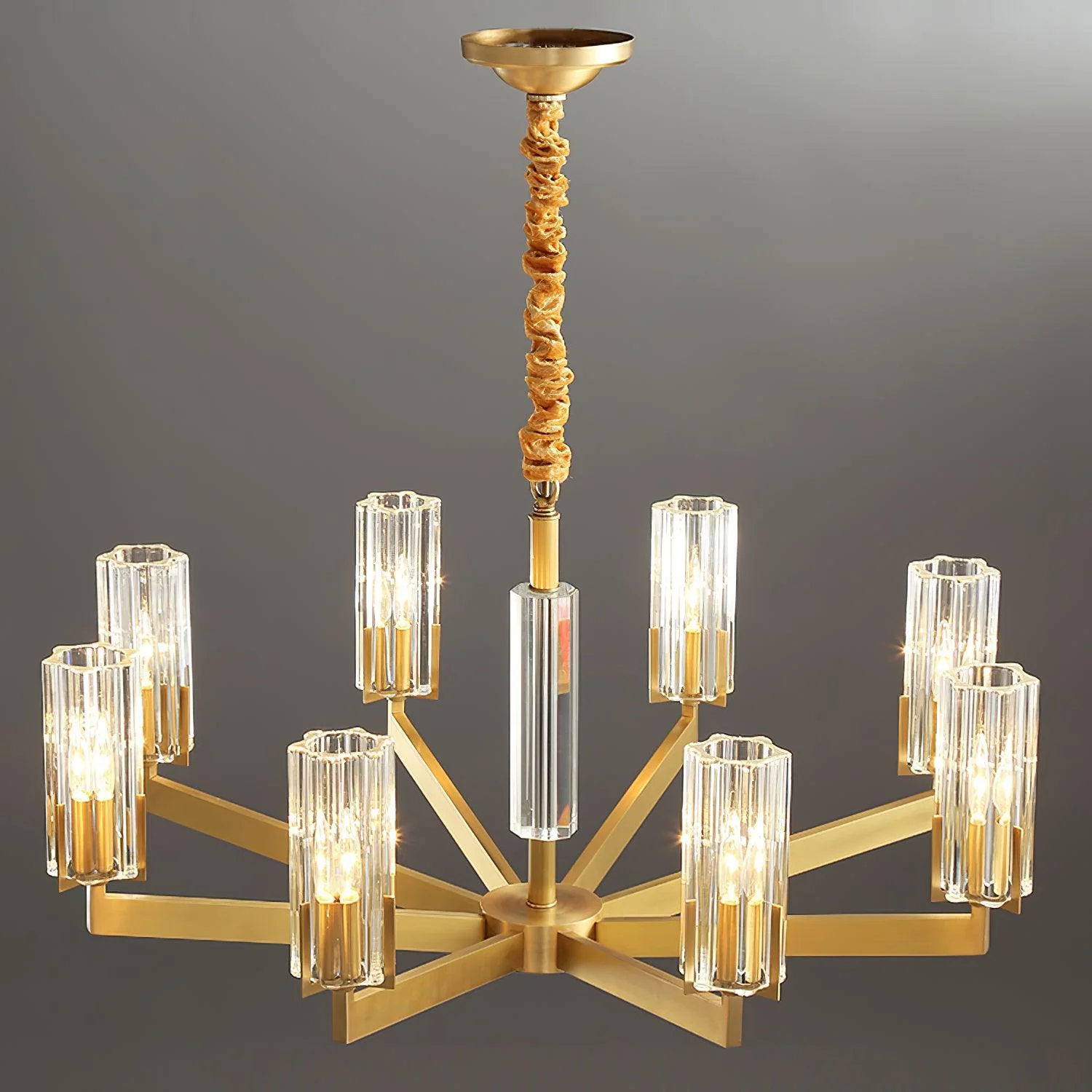 Lustra Chandelier Brass Glass Modern - Image 2