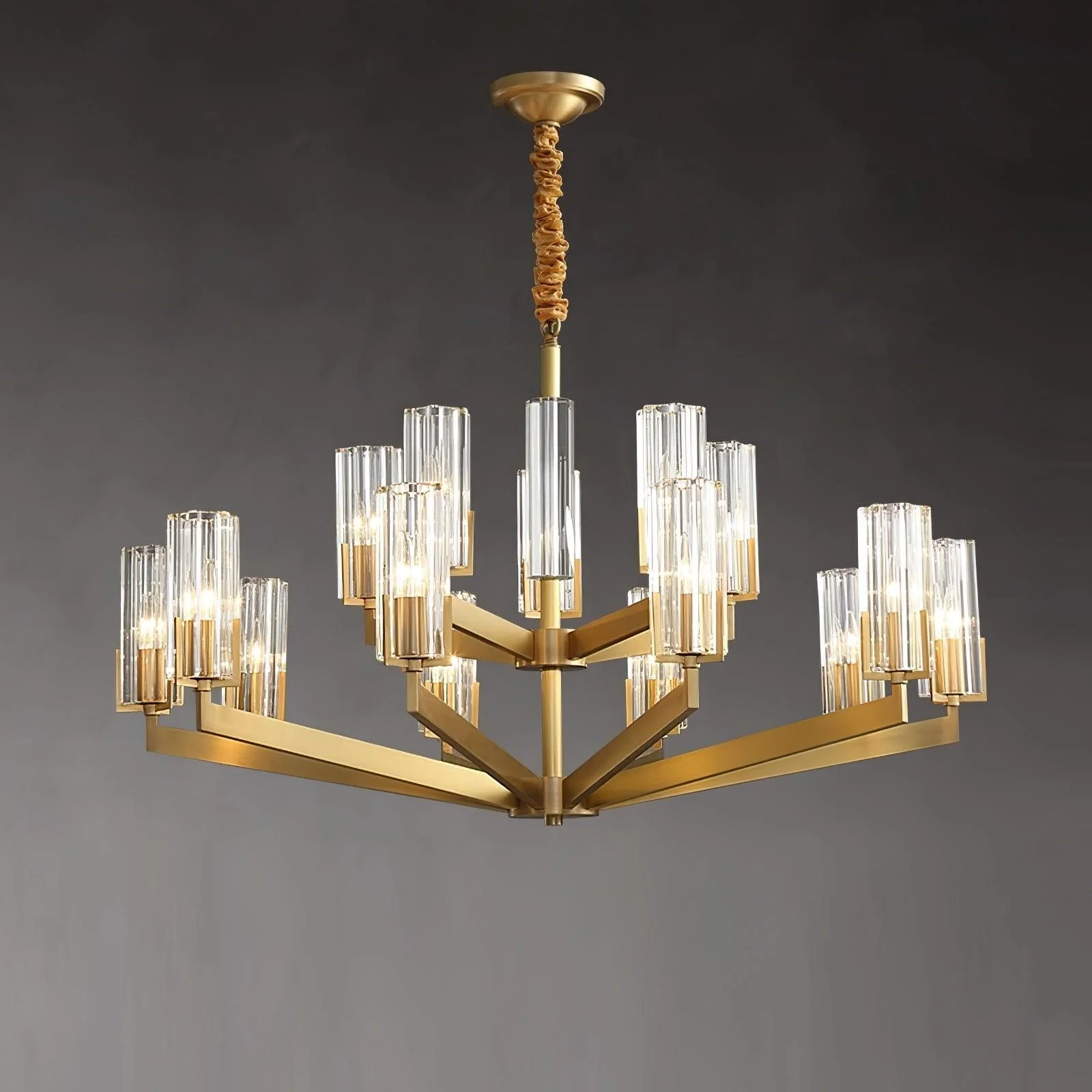 Lustra Chandelier Brass Glass Modern - Image 25