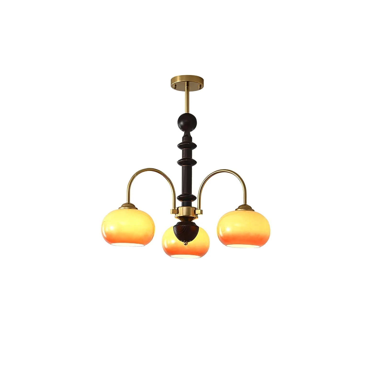 Lustra Chandelier Brass Glass Persimmon Shape - Image 12