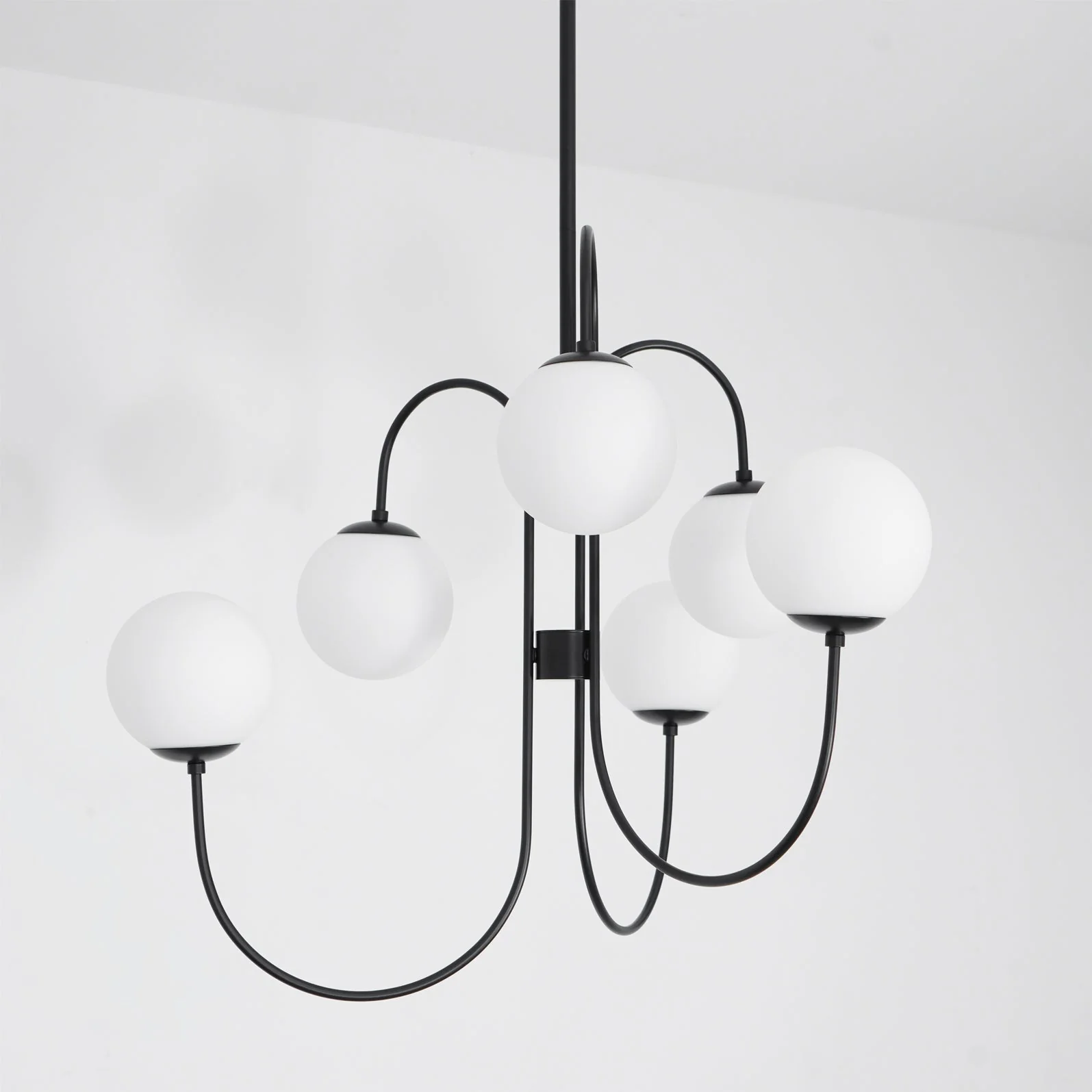 Lustra Chandelier Brass Globe Cluster Curved Arm - Image 46