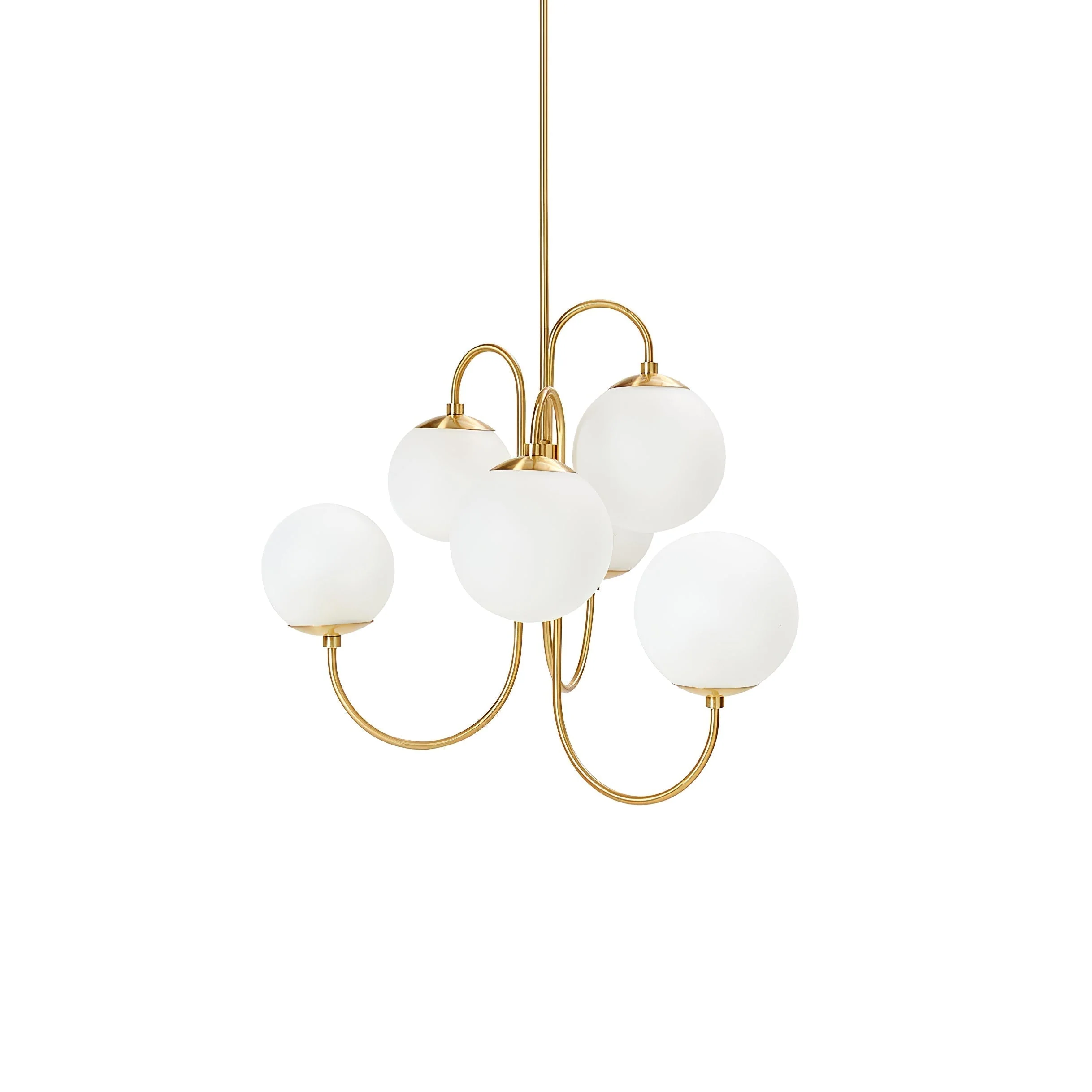 Lustra Chandelier Brass Globe Cluster Curved Arm - Image 48