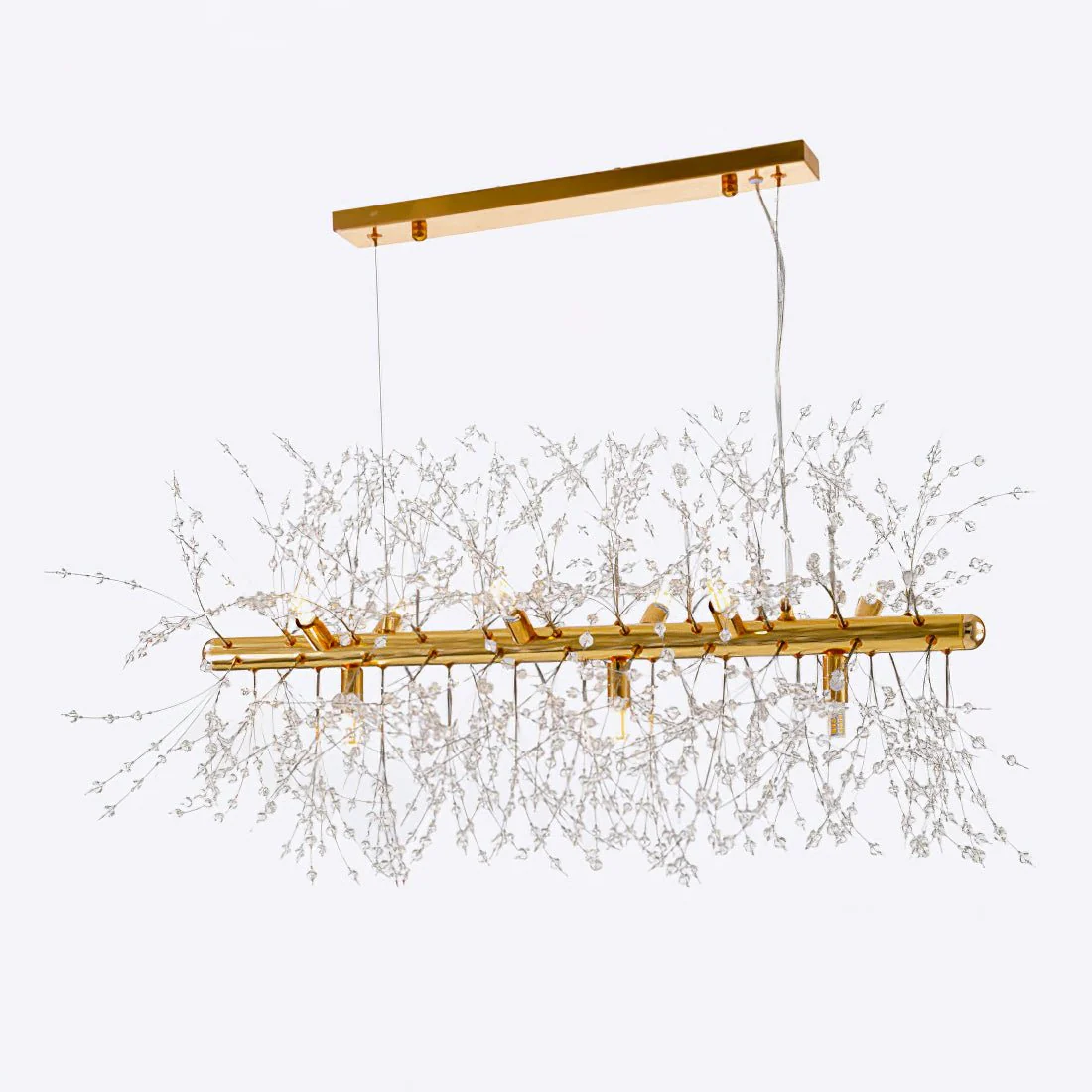 Lustra Chandelier Brass Linear Crystal Branch - Image 15