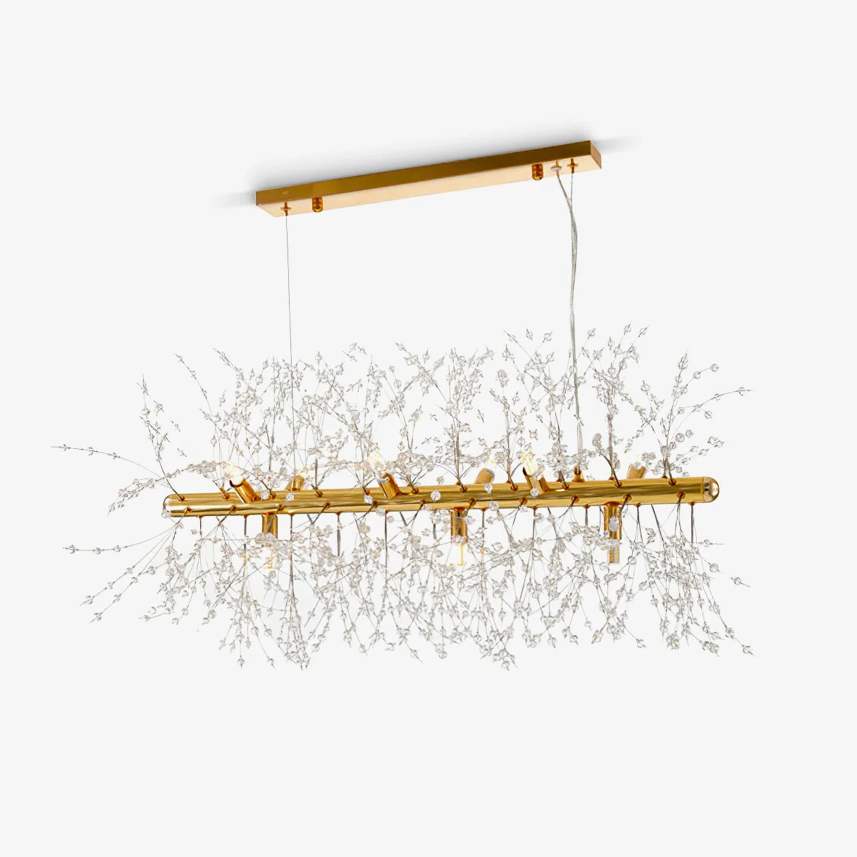 Lustra Chandelier Brass Linear Crystal Branch - Image 24