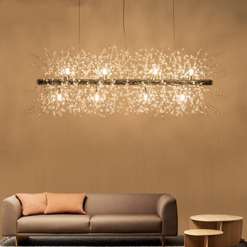 Lustra Chandelier Brass Linear Crystal Branch - Image 44