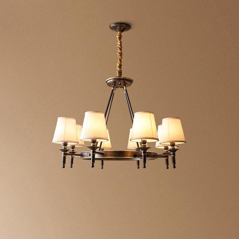 Lustra Chandelier Brass Linen Modern 8-Light - Image 13