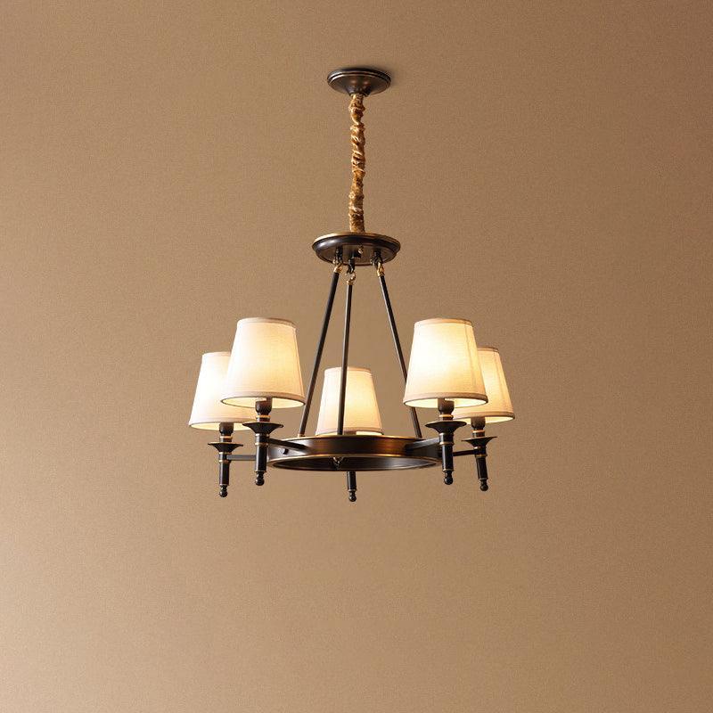 Lustra Chandelier Brass Linen Modern 8-Light - Image 8