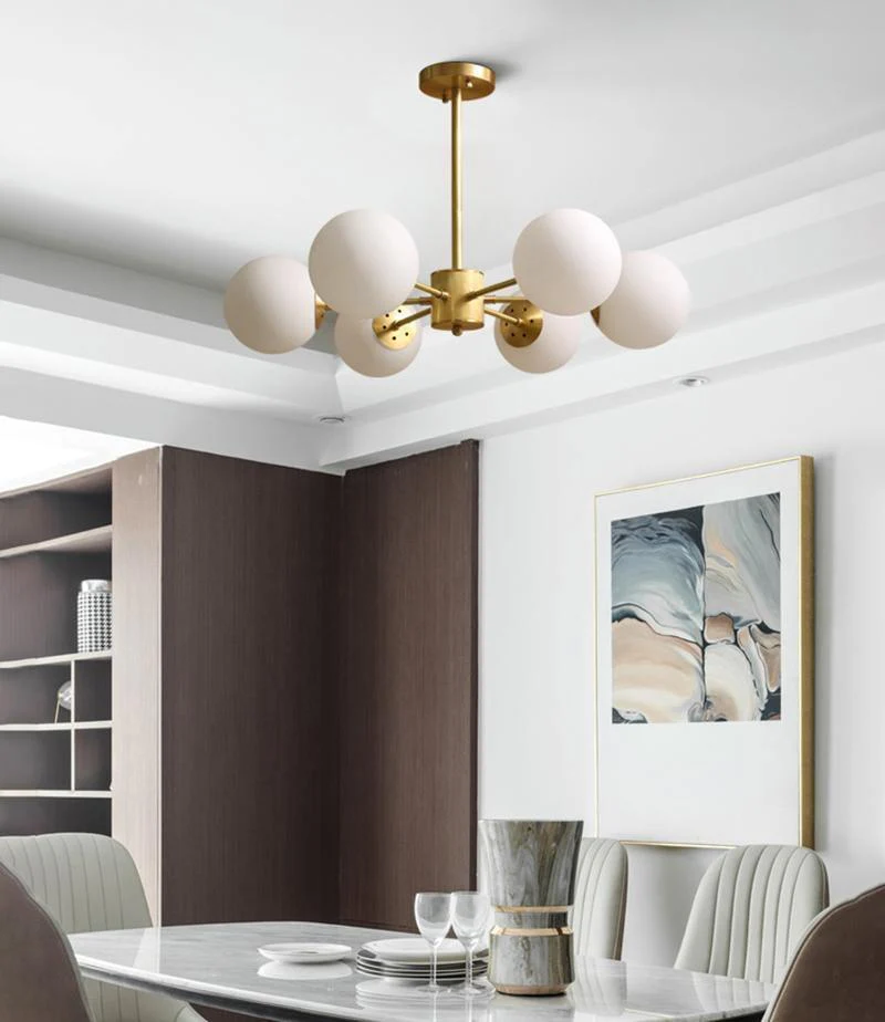 Lustra Chandelier Brass Opal Glass - Image 12