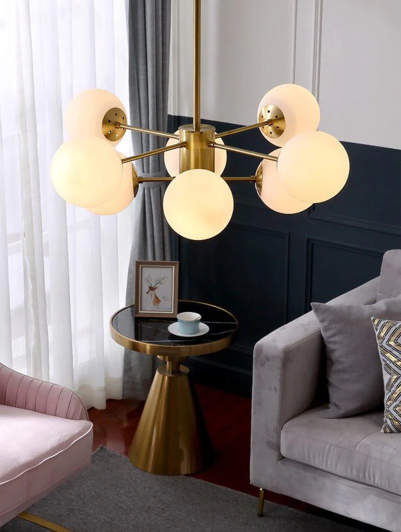 Lustra Chandelier Brass Opal Glass - Image 2