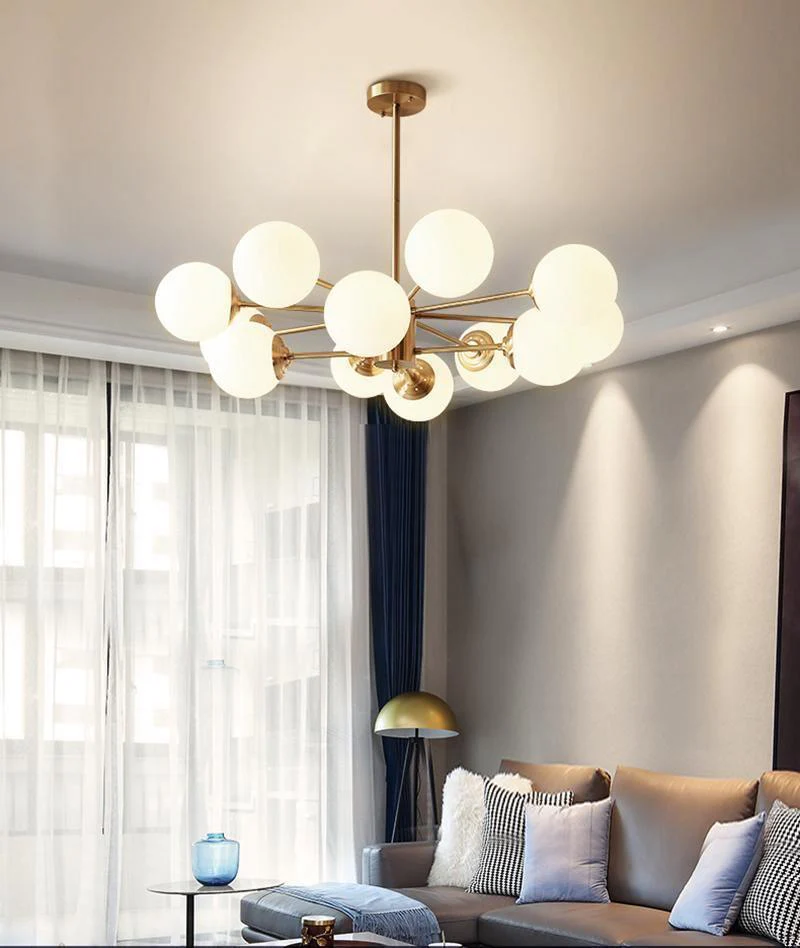 Lustra Chandelier Brass Opal Glass - Image 22