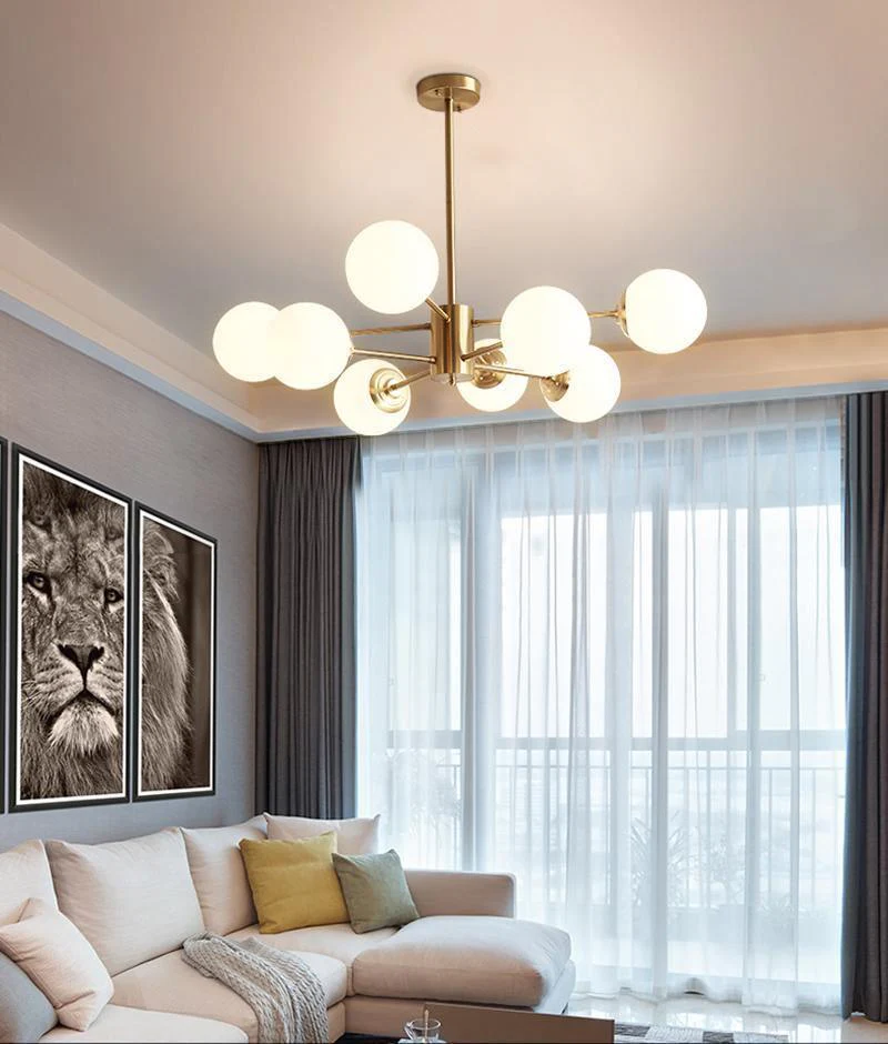 Lustra Chandelier Brass Opal Glass - Image 3