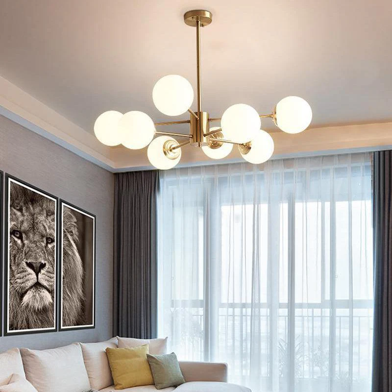 Lustra Chandelier Brass Opal Glass - Image 4