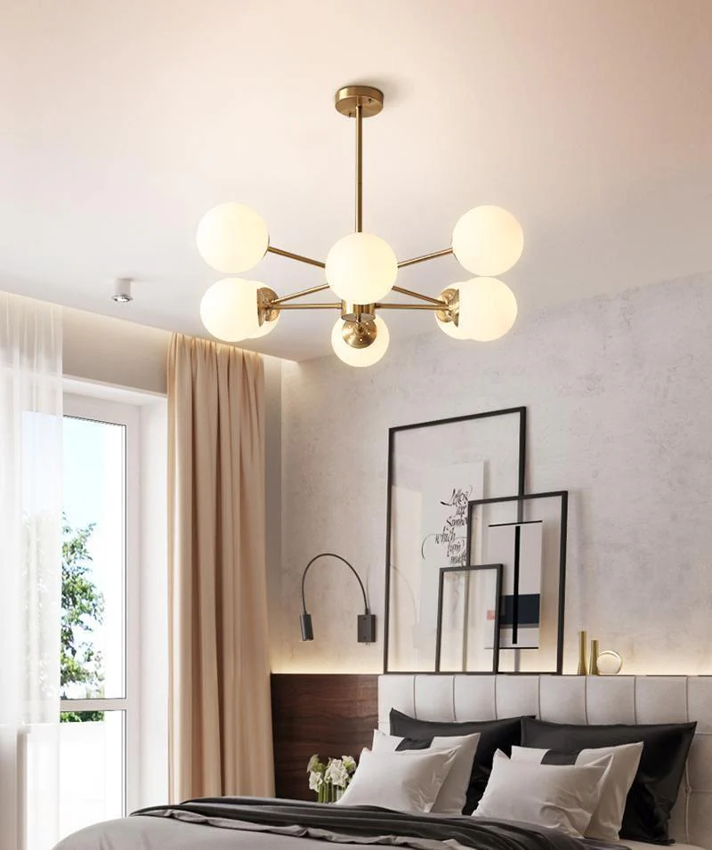 Lustra Chandelier Brass Opal Glass - Image 7