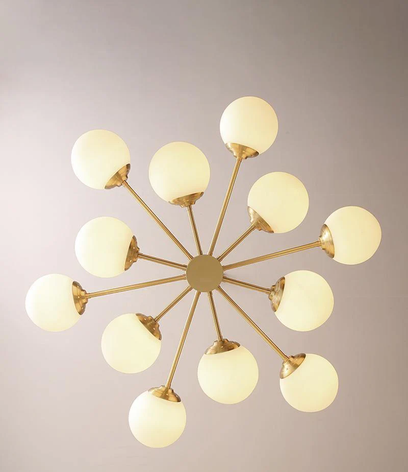 Lustra Chandelier Brass Opal Glass - Image 9