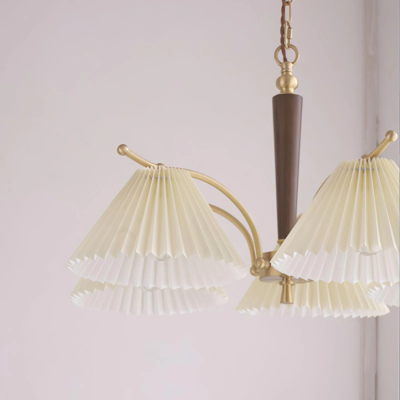 Lustra Chandelier Brass Pleated Shade Classic - Image 7